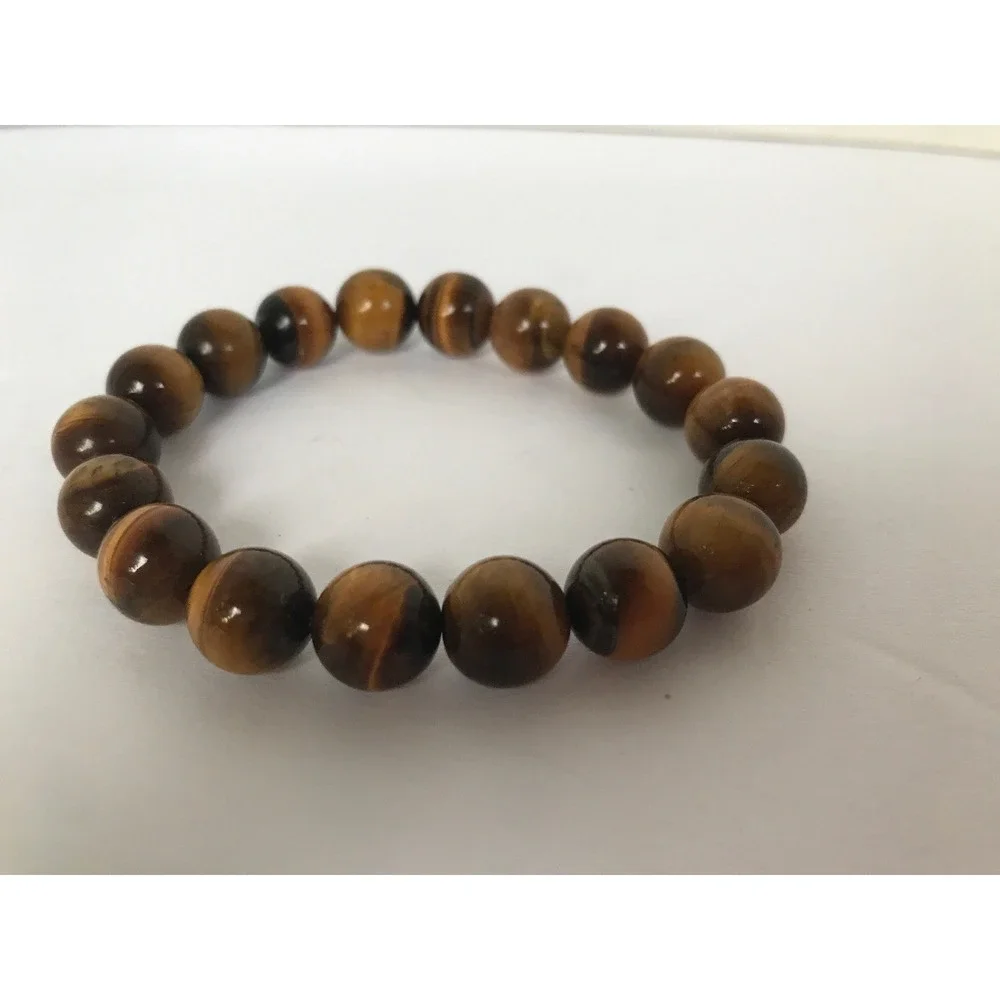 Bracelet‎ brown round natural glossy beads bangle Stretchy howlite earth tones